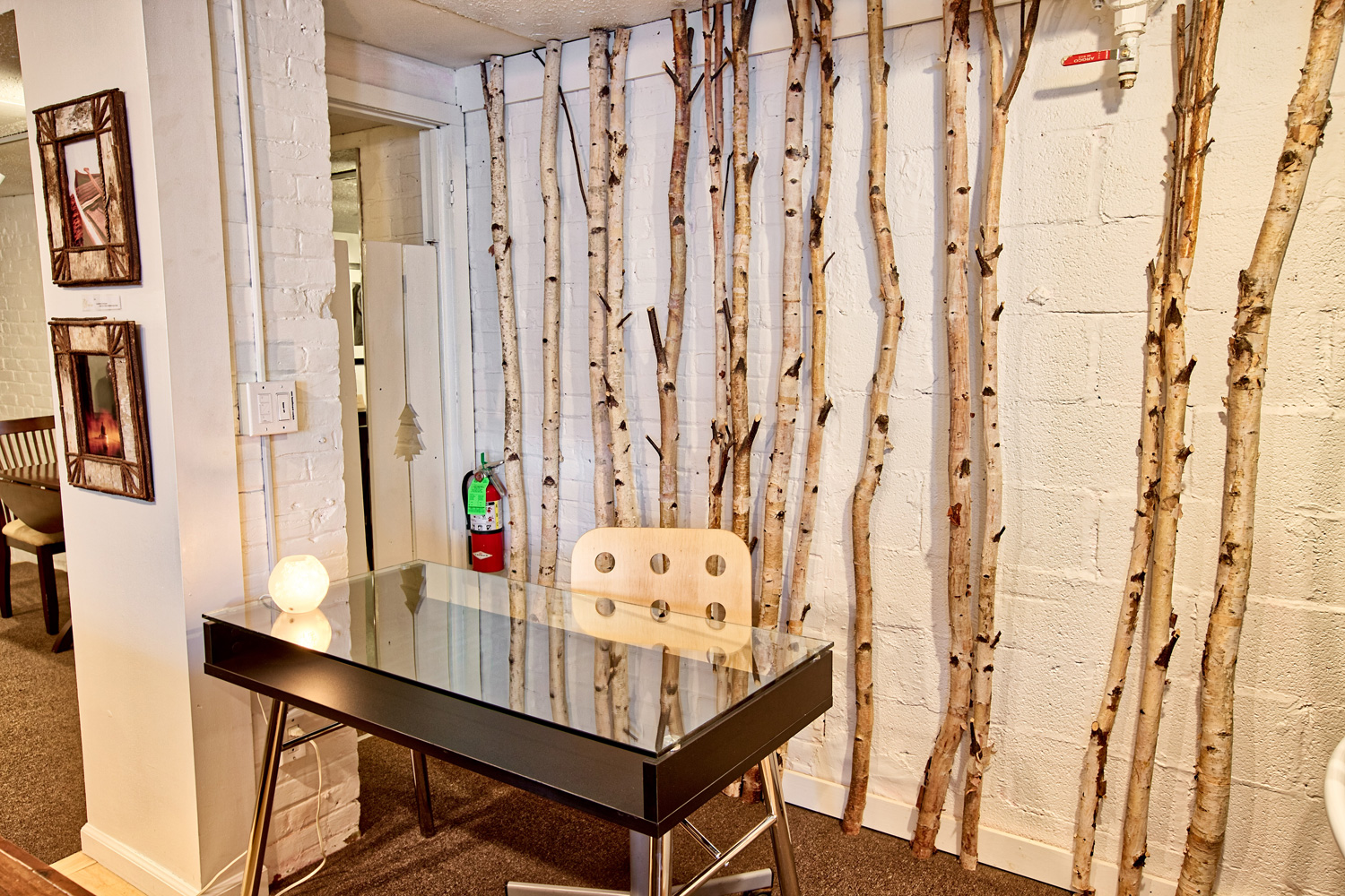 Desk area with Birch accents.